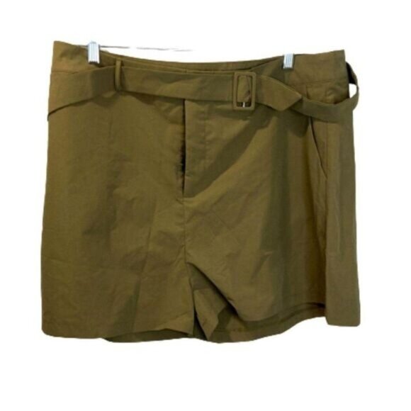 boohoo Women's Khaki Plus‎ Woven Self Fabric Belted Tailored Short - Picture 4 of 8